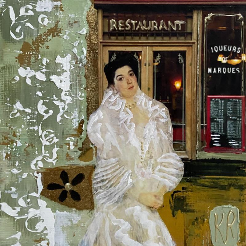 Painting le diner by Romanelli Karine | Painting Figurative Portrait Life style Gluing