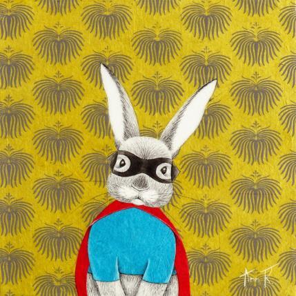 Peinture Super lapine par Ann R | Tableau Illustration Mixte animaux, icones Pop