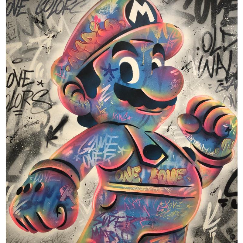Peinture Mario win par Kedarone | Tableau Street Art Graffiti, Posca Icones Pop