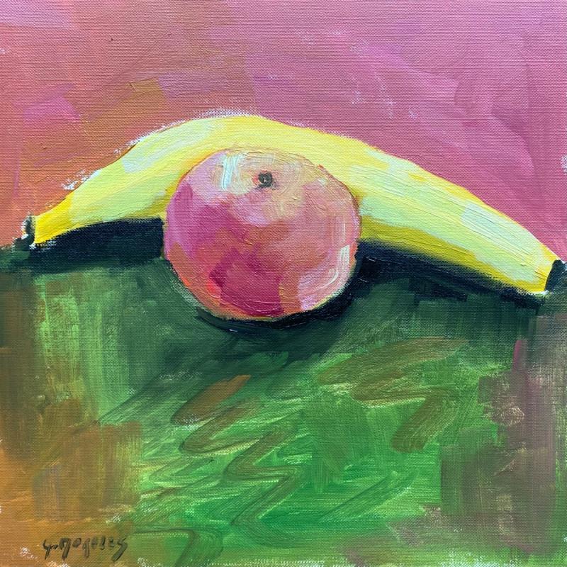 Painting POMME BANANE 2 by Morales Géraldine | Painting Figurative Acrylic, Oil Still-life