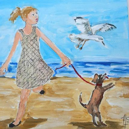 Painting La mouette by Soizeau Françoise | Painting Figurative Acrylic, Cardboard Animals, Life style