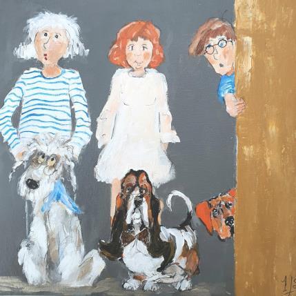 Painting Chez le veto by Soizeau Françoise | Painting Figurative Acrylic, Cardboard Animals, Life style