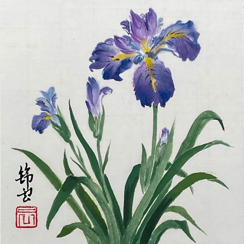 Painting Iris by Tayun | Painting Figurative Ink, Watercolor Nature