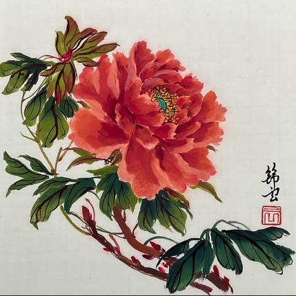 Gemälde Pivoine orange von Tayun | Gemälde Figurativ Tinte Natur, Pop-Ikonen