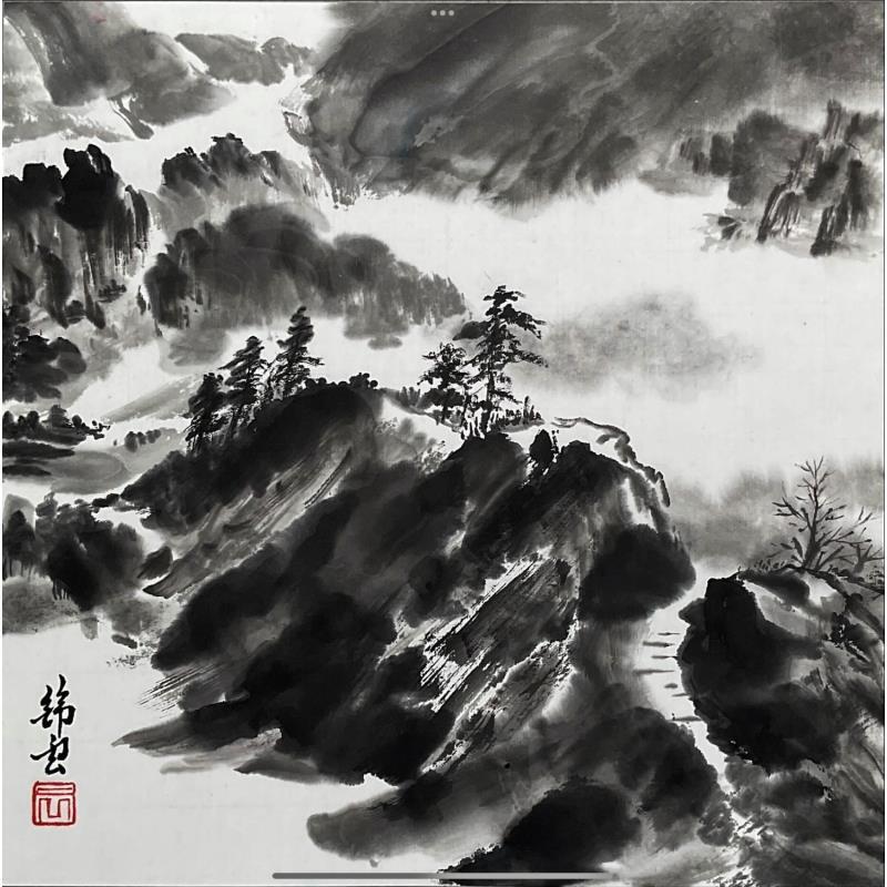 Peinture Paysage noir et blanc par Tayun | Tableau Figuratif Nature Encre