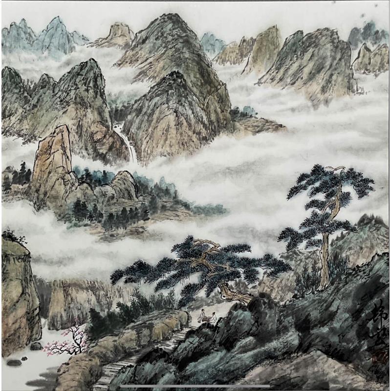 Painting Mer de nuages by Tayun | Painting Figurative Ink Nature
