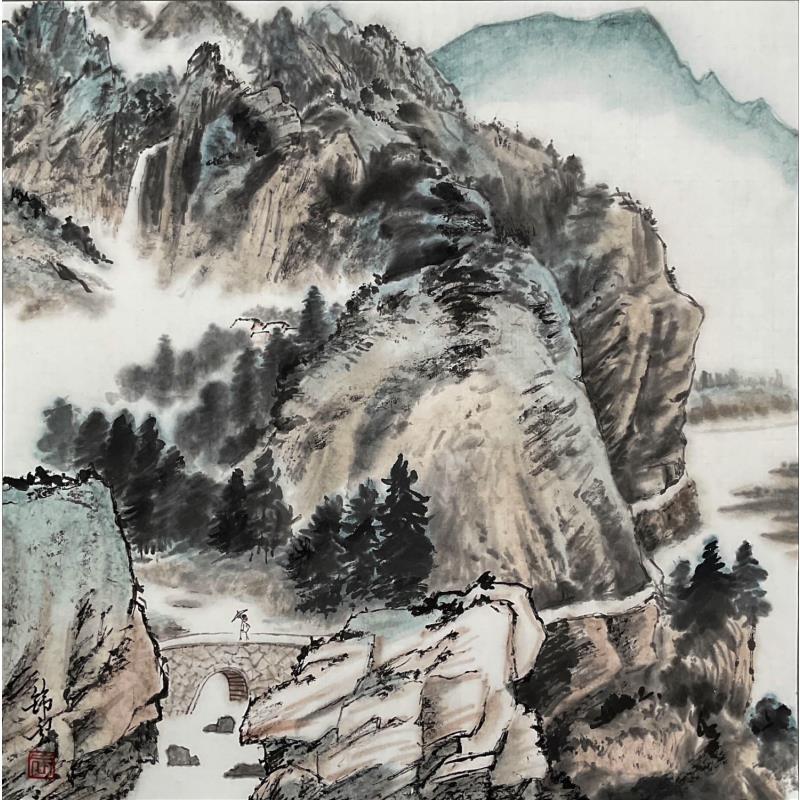 Peinture Paysage sous la pluie par Tayun | Tableau Figuratif Aquarelle, Encre Paysages