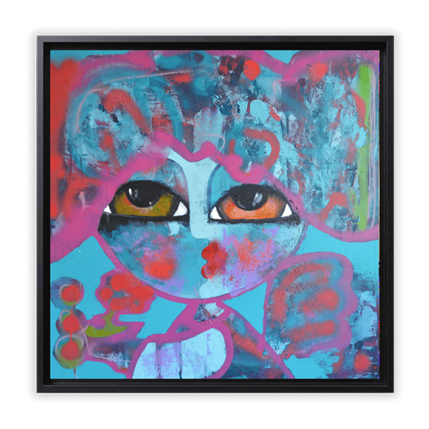 Painting Little love bird by Ekegren Hanna | Painting Figurative Acrylic Portrait