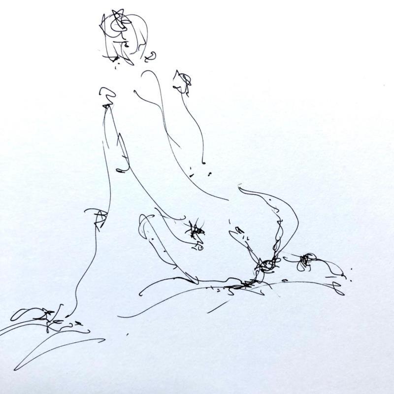 Painting Jeane by Sahuc François | Painting Figurative Nude Minimalist Mixed