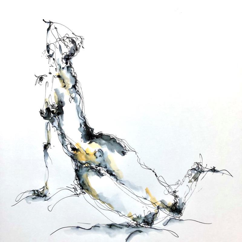 Painting Rose by Sahuc François | Painting Figurative Nude Watercolor Mixed