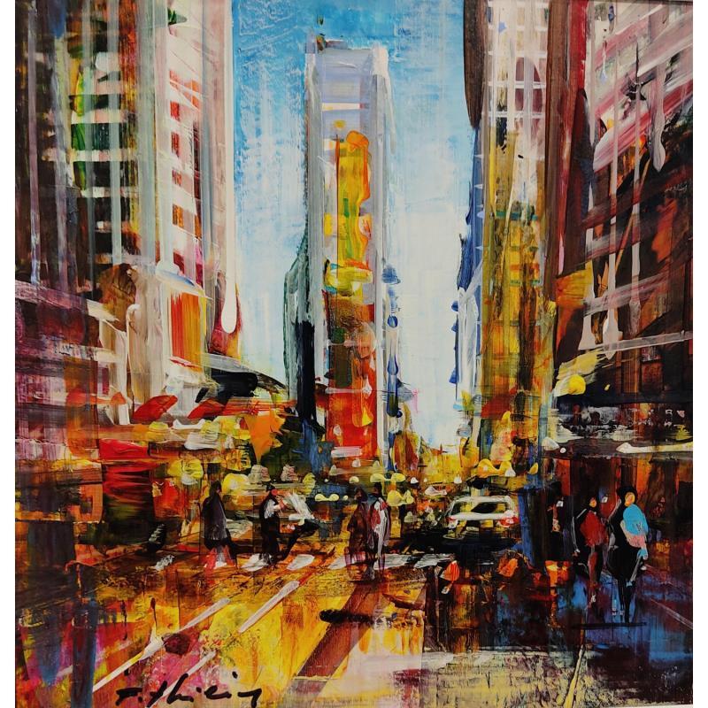 Painting Time's Square by Frédéric Thiery | Painting Figurative Acrylic Urban