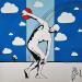 Peinture THE BALL THROWER par Di Vicino Gaudio Alessandro | Tableau Street Art Icones Pop Scènes de vie Noir & blanc Bois Acrylique