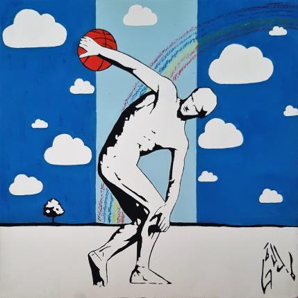 Painting THE BALL THROWER by Di Vicino Gaudio Alessandro | Painting Street art Acrylic, Mixed Black & White, Life style, Pop icons