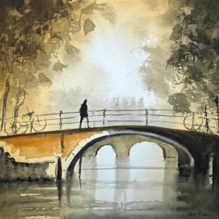 Painting My Walk by Min Jan | Painting Figurative Watercolor Urban
