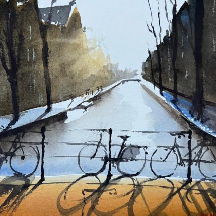 Painting Winter Light by Min Jan | Painting Figurative Watercolor Urban