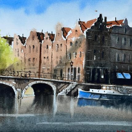 Painting Prinsengracht by Min Jan | Painting Figurative Watercolor Pop icons, Urban