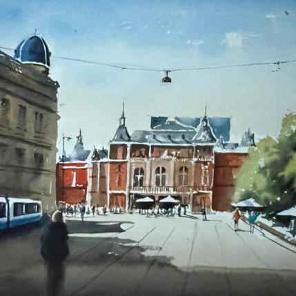Painting Leidseplein by Min Jan | Painting Figurative Watercolor Urban