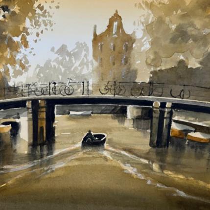 Painting Golden Afternoon by Min Jan | Painting Figurative Watercolor Urban