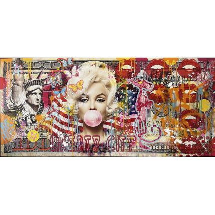 Peinture Poped 100 dollar Marilyn par Novarino Fabien | Tableau Pop Art Mixte icones Pop