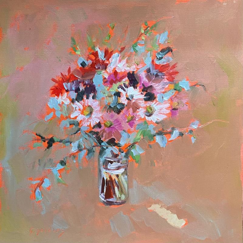 Peinture BOUQUET COLORE 7 par Morales Géraldine | Tableau Figuratif Natures mortes Huile Acrylique