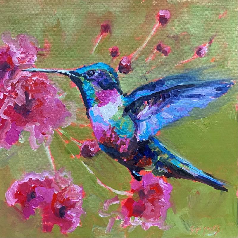 Painting COLIBRI by Morales Géraldine | Painting Figurative Acrylic, Oil Animals
