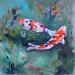 Painting CARPES KOI 2 by Morales Géraldine | Painting Figurative Animals Oil Acrylic