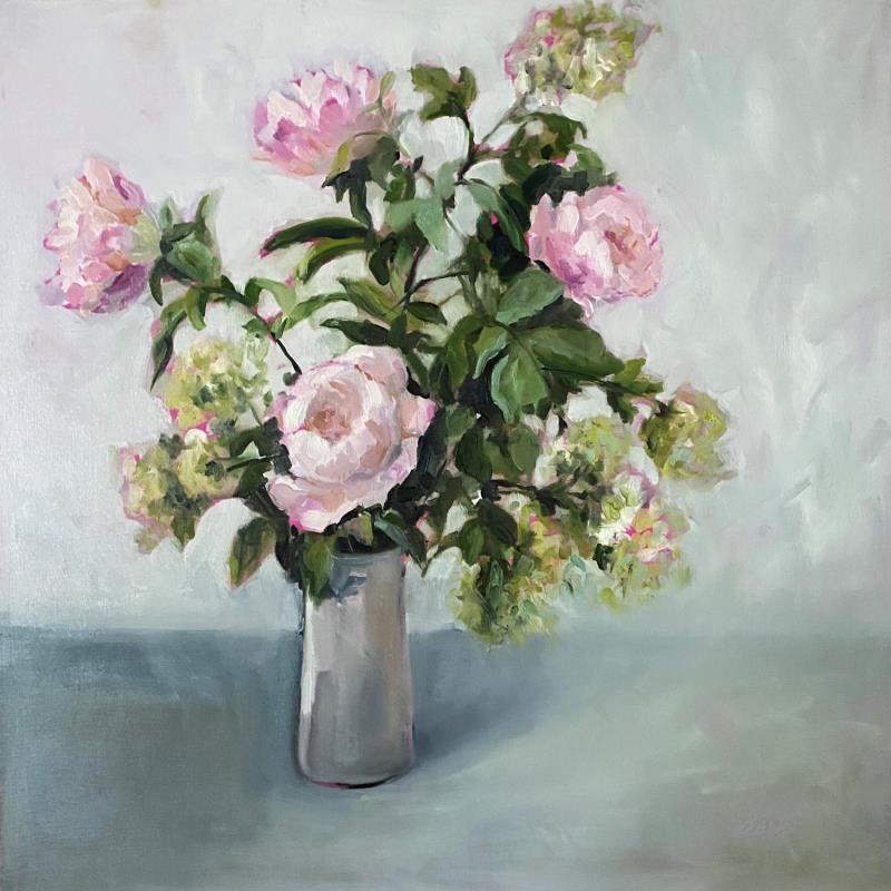 Painting BOUQUET PASTEL by Morales Géraldine | Painting Figurative Acrylic, Oil still-life