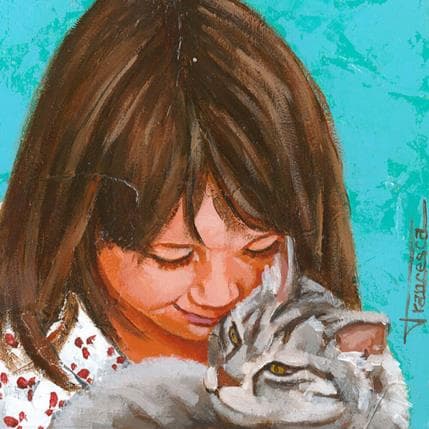 Painting Cat by Escobar Francesca | Painting Figurative Acrylic Life style