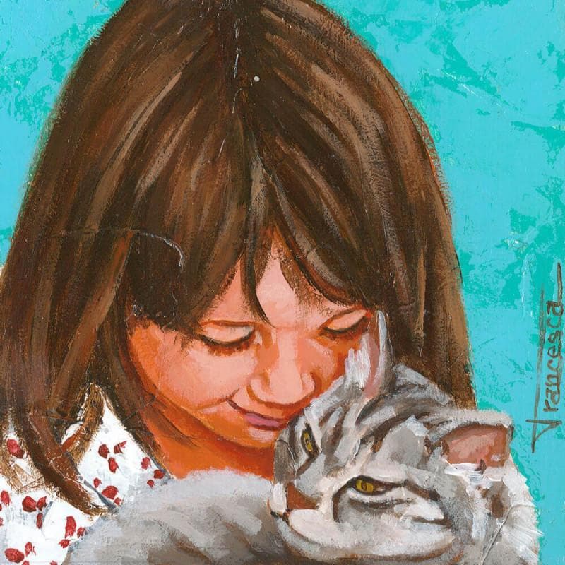 Painting Cat by Escobar Francesca | Painting Figurative Life style Acrylic