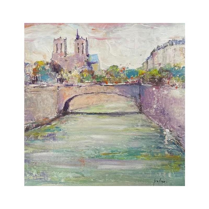 Painting Face à Notre Dame by Yavru Irfan | Painting Figurative Urban Oil
