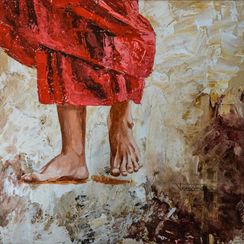 Painting Buddhist monk 2 by Escobar Francesca | Painting Figurative Life style Acrylic