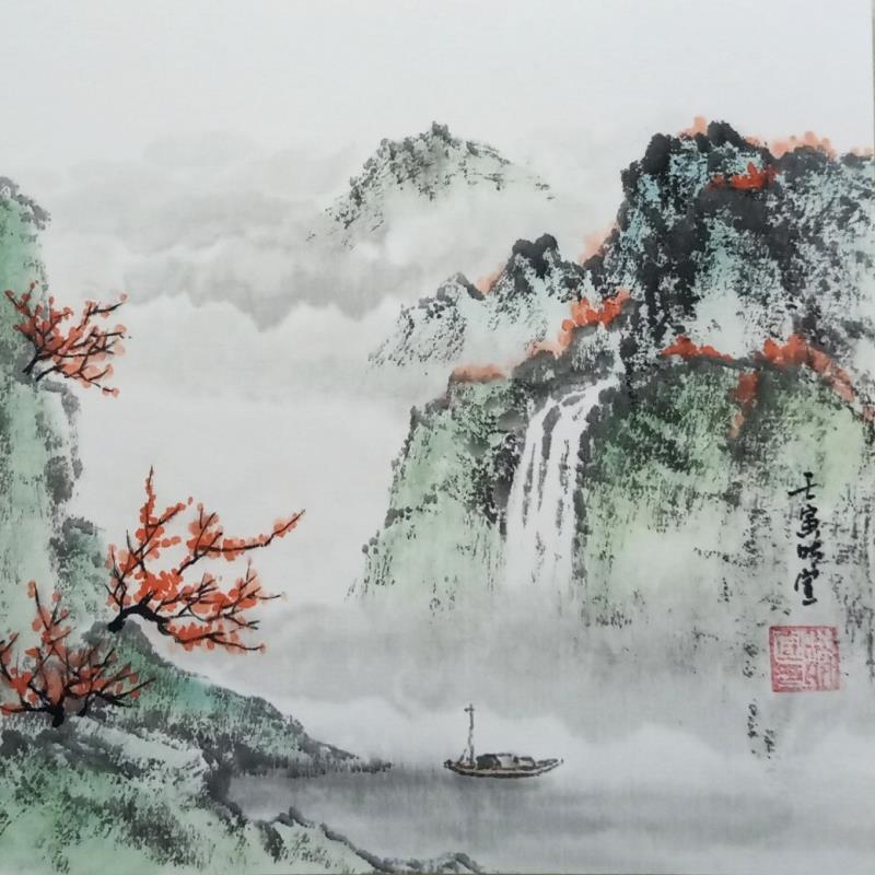 Painting Spring by Du Mingxuan | Painting Figurative Landscapes Watercolor