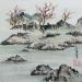 Painting Lakeside by Du Mingxuan | Painting Figurative Landscapes Watercolor