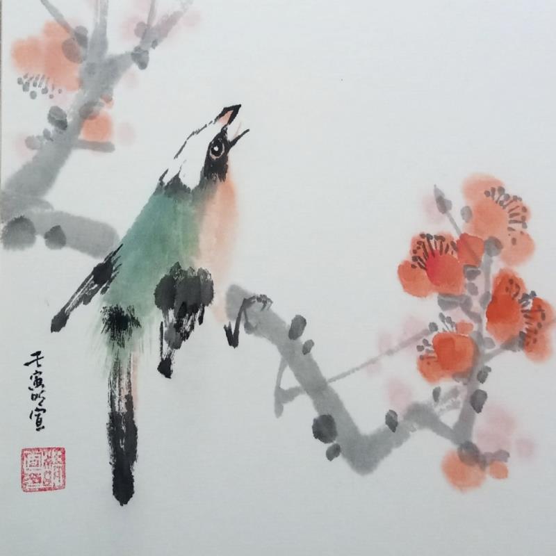 Painting Bird by Du Mingxuan | Painting Figurative Animals Watercolor