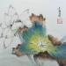 Painting Lotus by Du Mingxuan | Painting Figurative Landscapes Watercolor