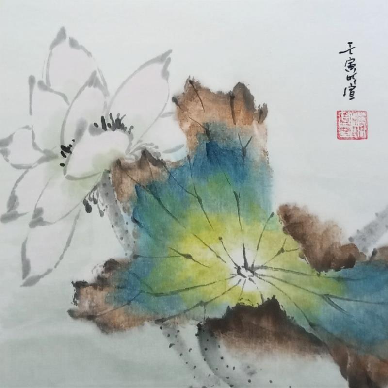 Painting Lotus by Du Mingxuan | Painting Figurative Watercolor Landscapes