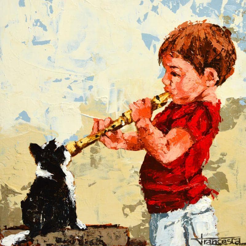 Gemälde Flauta von Escobar Francesca | Gemälde Figurativ Alltagsszenen Acryl