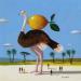 Peinture Autruche au citron par Lionnet Pascal | Tableau Surréalisme Huile Paysages animaux Natures mortes