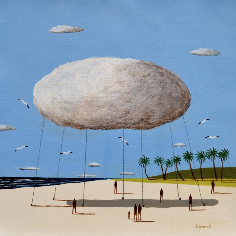 Painting Nuage sur la plage by Lionnet Pascal | Painting Surrealism Acrylic Marine