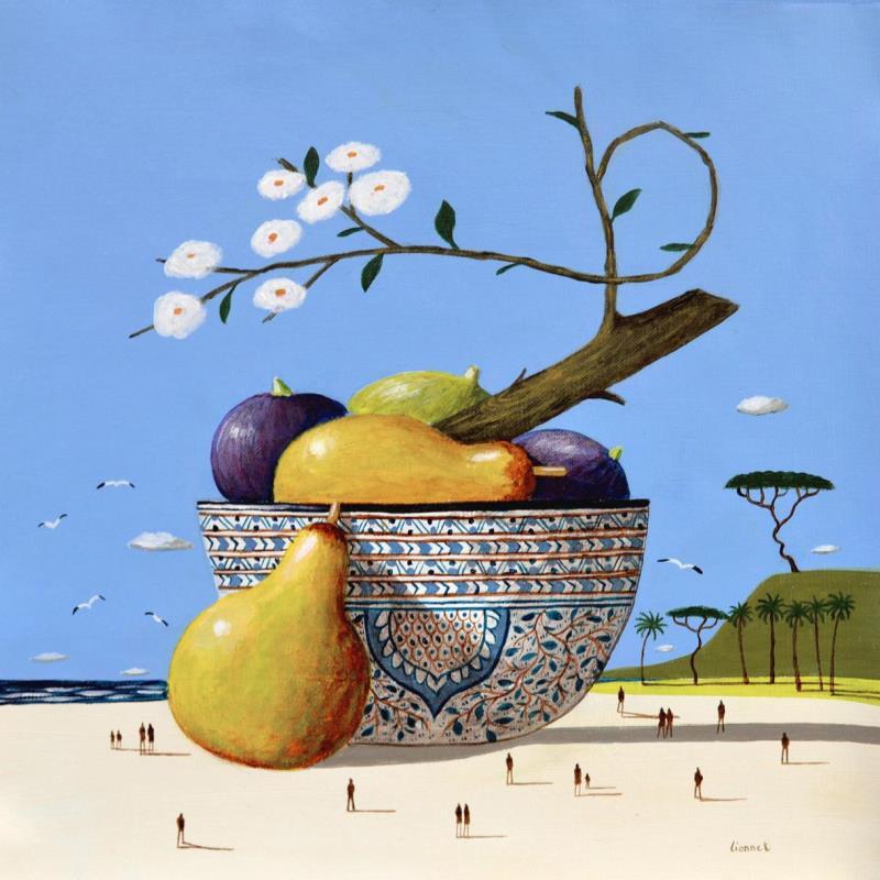 Gemälde Nature morte sur la plage von Lionnet Pascal | Gemälde Surrealismus Acryl Alltagsszenen, Marine, Stillleben