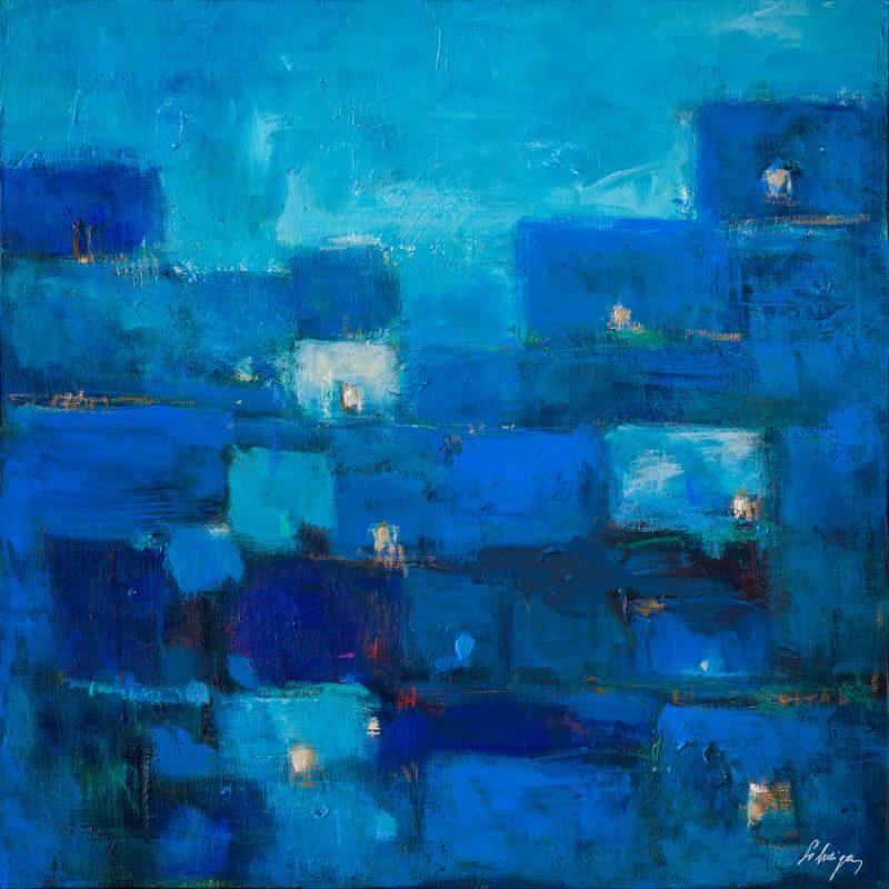 Painting Blue sonate by Solveiga | Painting Abstract Acrylic Landscapes Urban
