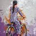Peinture Nepal en bici 2 par Escobar Francesca | Tableau Figuratif Scènes de vie Acrylique