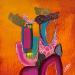Painting Amies inseparables by Lau Blou | Painting Abstract Mixed