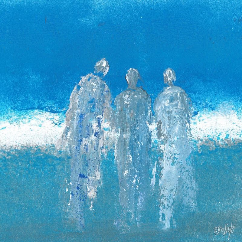 Gemälde Bleu matière von Escolier Odile | Gemälde Figurativ Landschaften Acryl