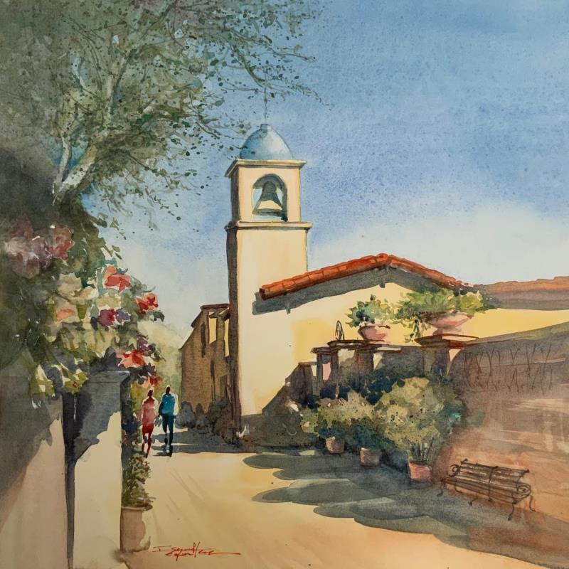 Painting SEDONA 70 by Seruch Capouillez Isabelle | Painting Figurative Landscapes Urban Life style Watercolor
