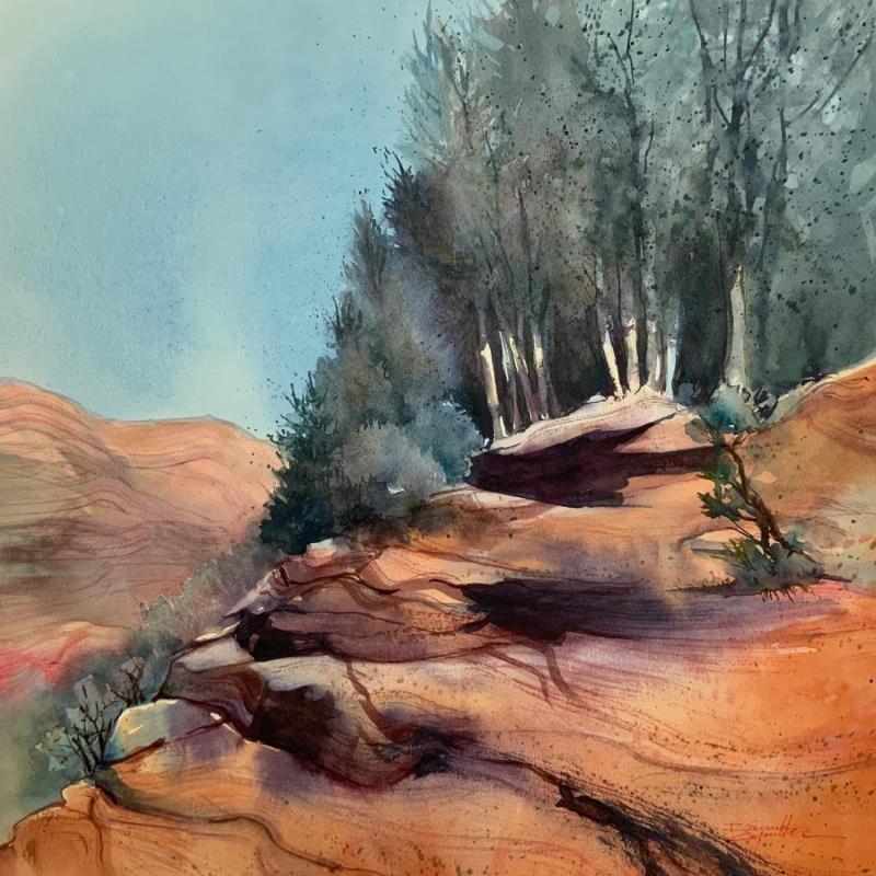 Painting SEDONA 71 by Seruch Capouillez Isabelle | Painting Figurative Landscapes Urban Watercolor