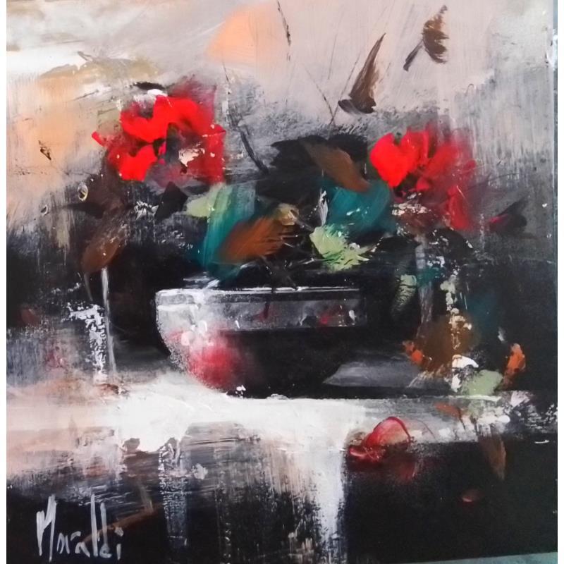 Gemälde cuenco con flores 2 von Moraldi | Gemälde Figurativ Acryl Pop-Ikonen, Stillleben