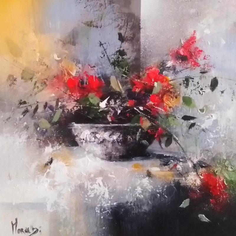 Painting bowl with flowers by Moraldi | Painting Figurative Still-life Acrylic