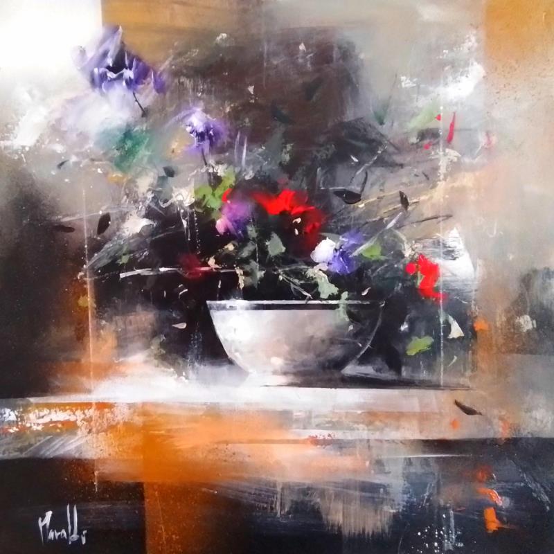 Gemälde still life cunco con flores  von Moraldi | Gemälde Figurativ Acryl Stillleben