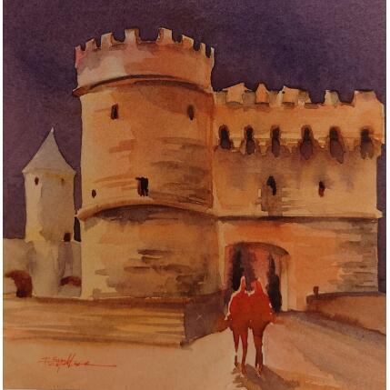 Painting On passe par la porte by Seruch Capouillez Isabelle | Painting Figurative Watercolor Urban